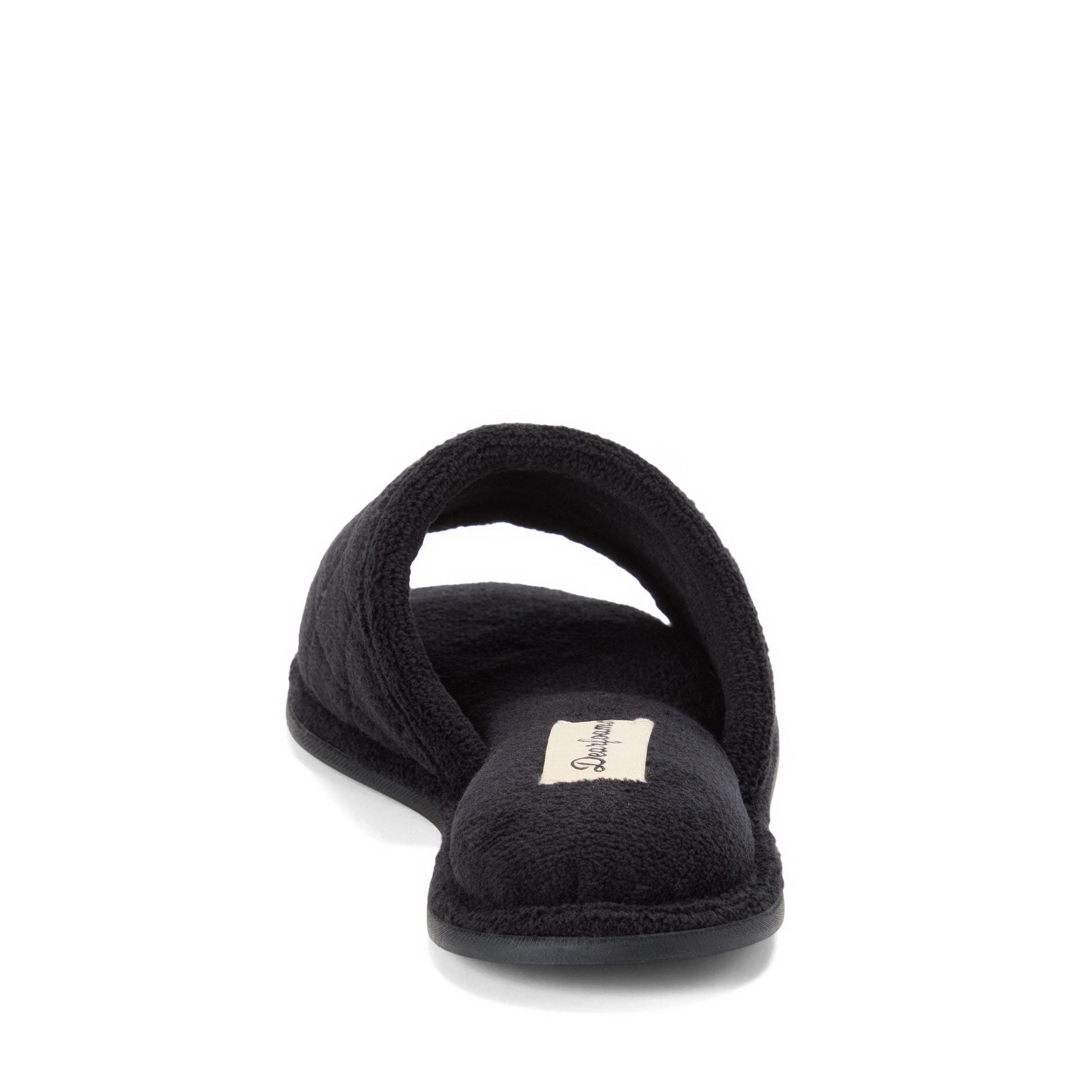 DEARFOAMS Beatrice Quilted Microfiber Terry Shower Slide Slipper, Alternate, color, Black