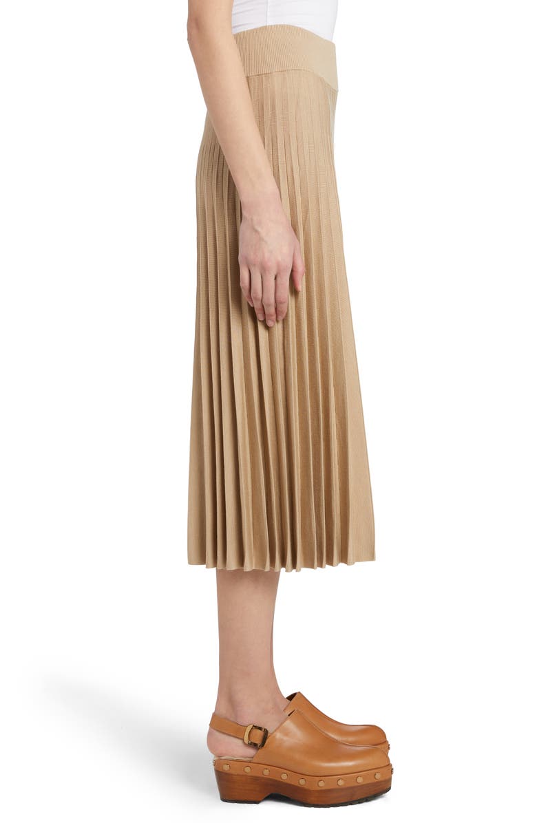 Agnona Pleated Wool & Silk Midi Skirt, Alternate, color,