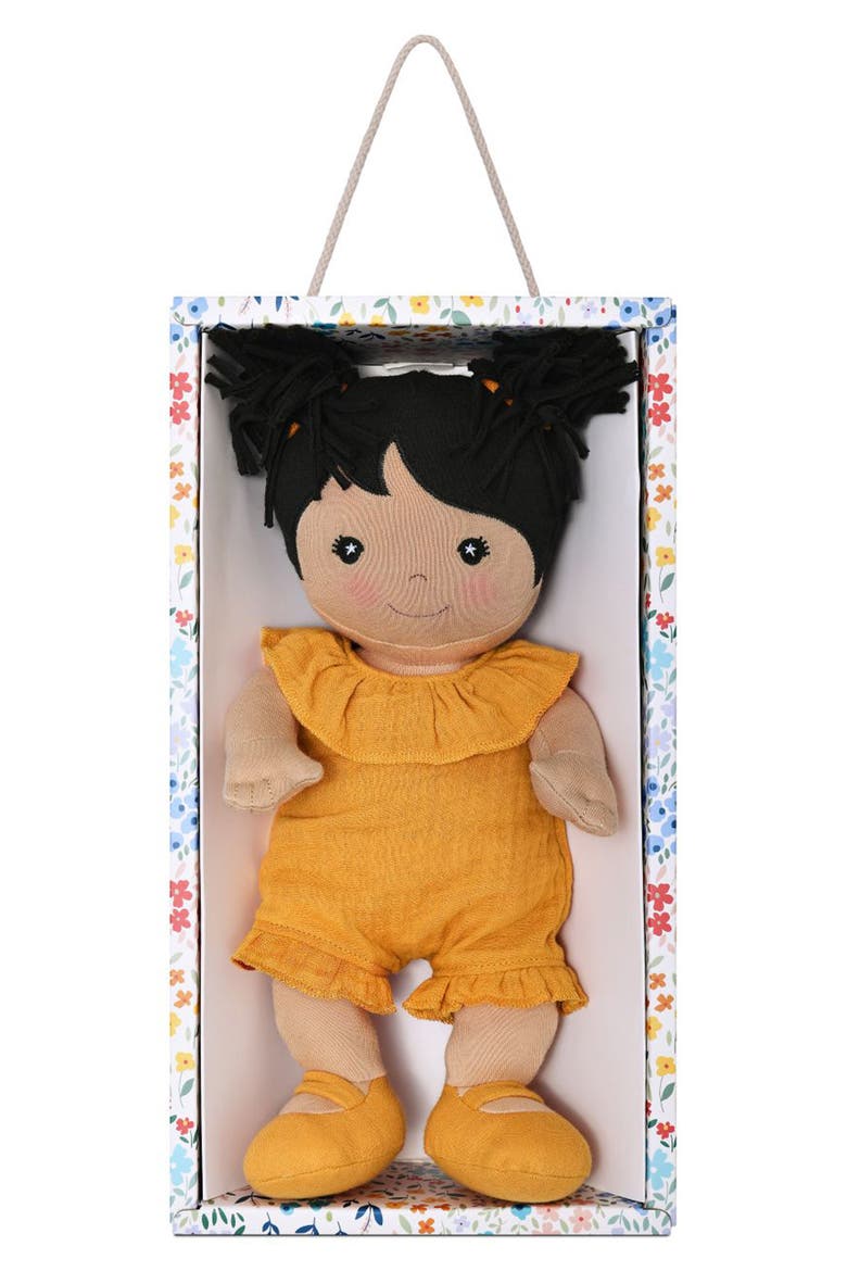 Soft Organic Cotton Baby Doll, Alternate, color, GWEN IN MUSTARD