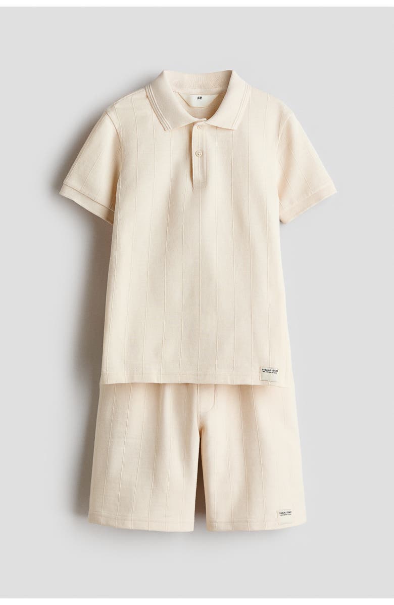 H&M 2-piece piqué set, Alternate, color, Light Beige