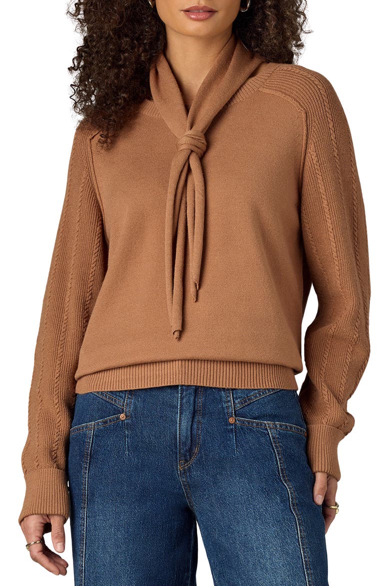 Tie Neck Sweater, Main, color, SAHARA SAND