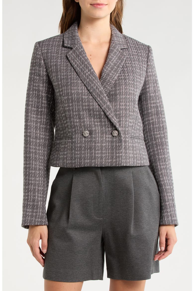 Elvy Crop Tweed Blazer, Main, color, DUSTY MAUVE