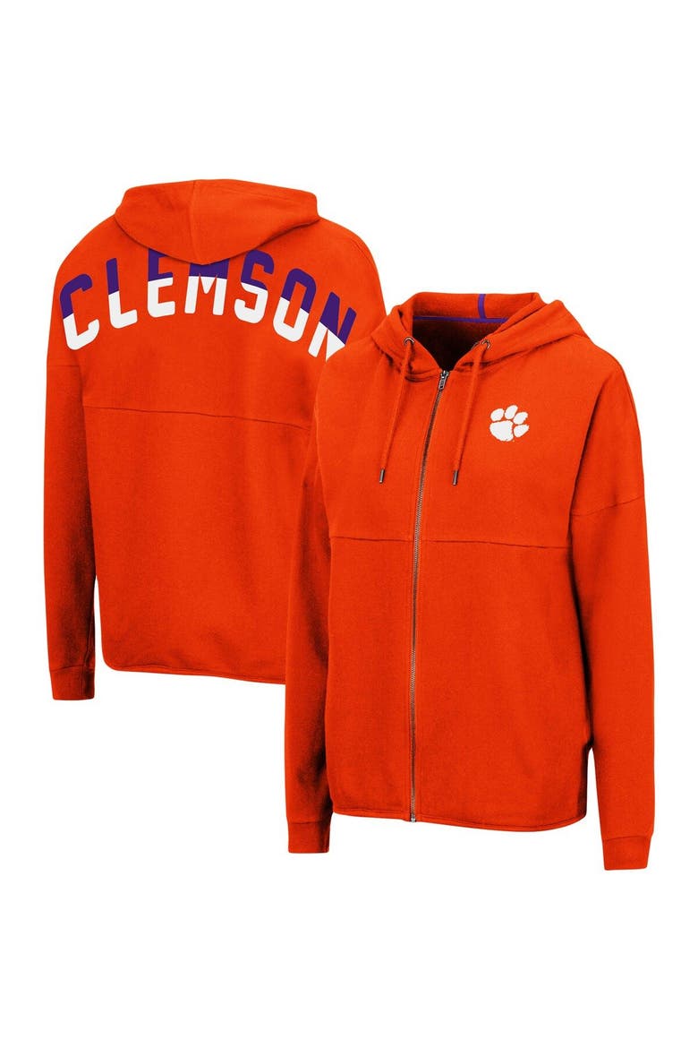 Women's Colosseum Orange Clemson Tigers 2-Hit Full-Zip Hoodie, Main, color, Orange