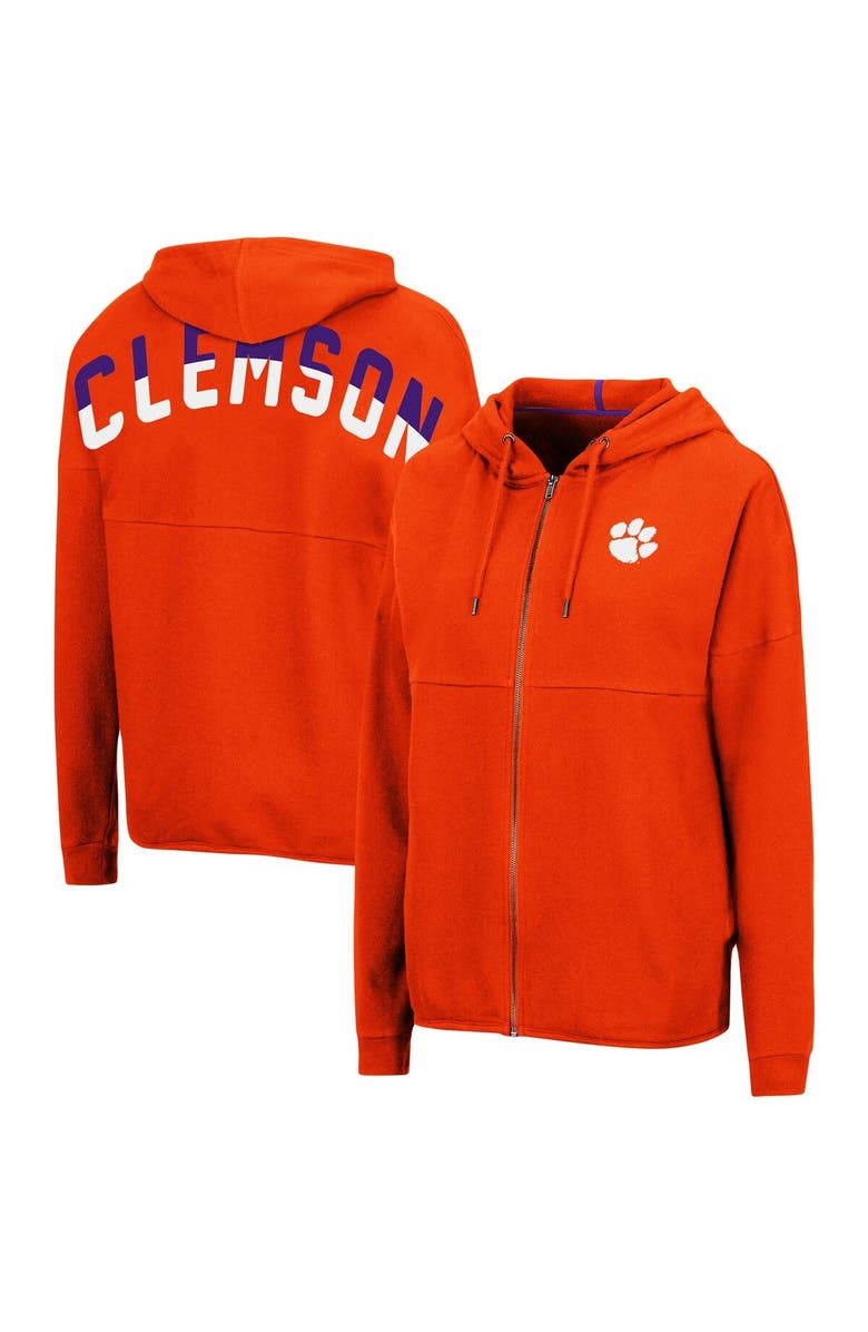 COLOSSEUM Women's Colosseum Orange Clemson Tigers 2-Hit Full-Zip Hoodie, Main, color, 