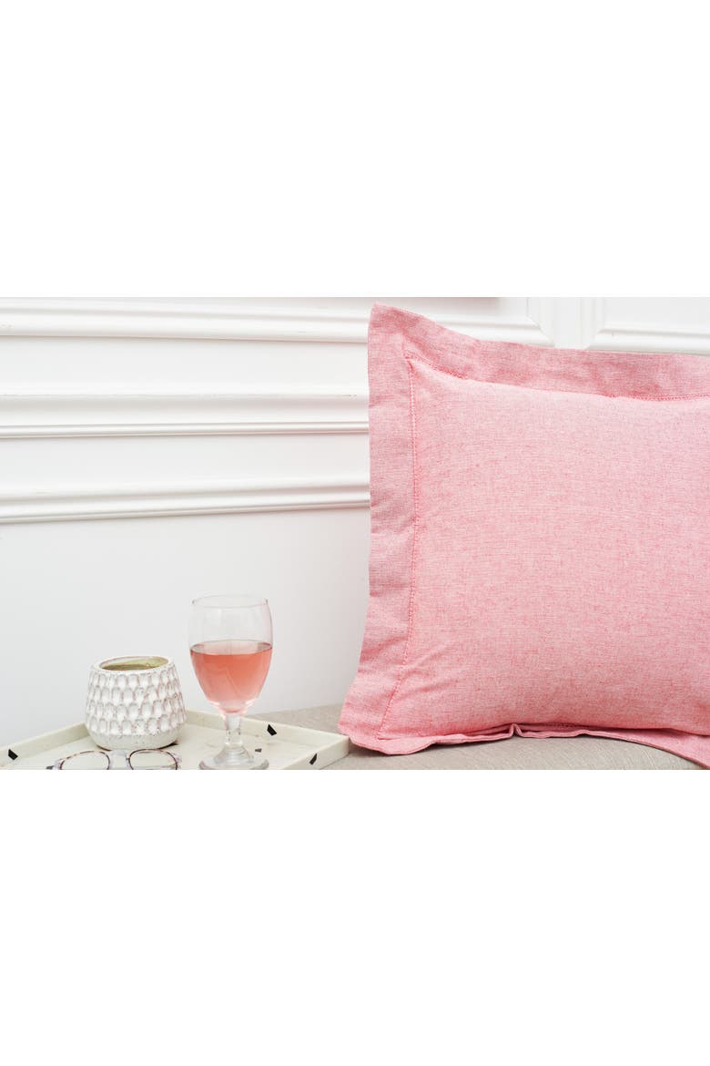 Signature Hemstitch Cotton Chambray Accent Throw Pillow 20" x 20", Alternate, color, Red