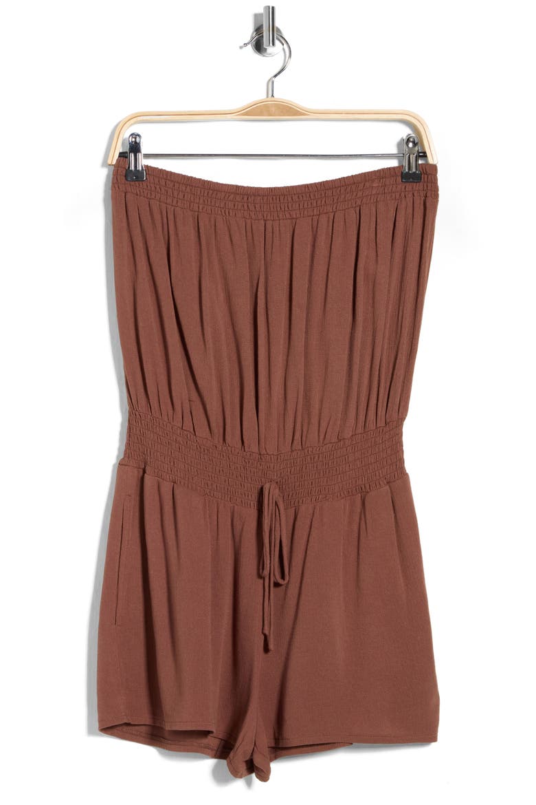 Strapless Cover-Up Romper, Alternate, color, CHOCOLATE
