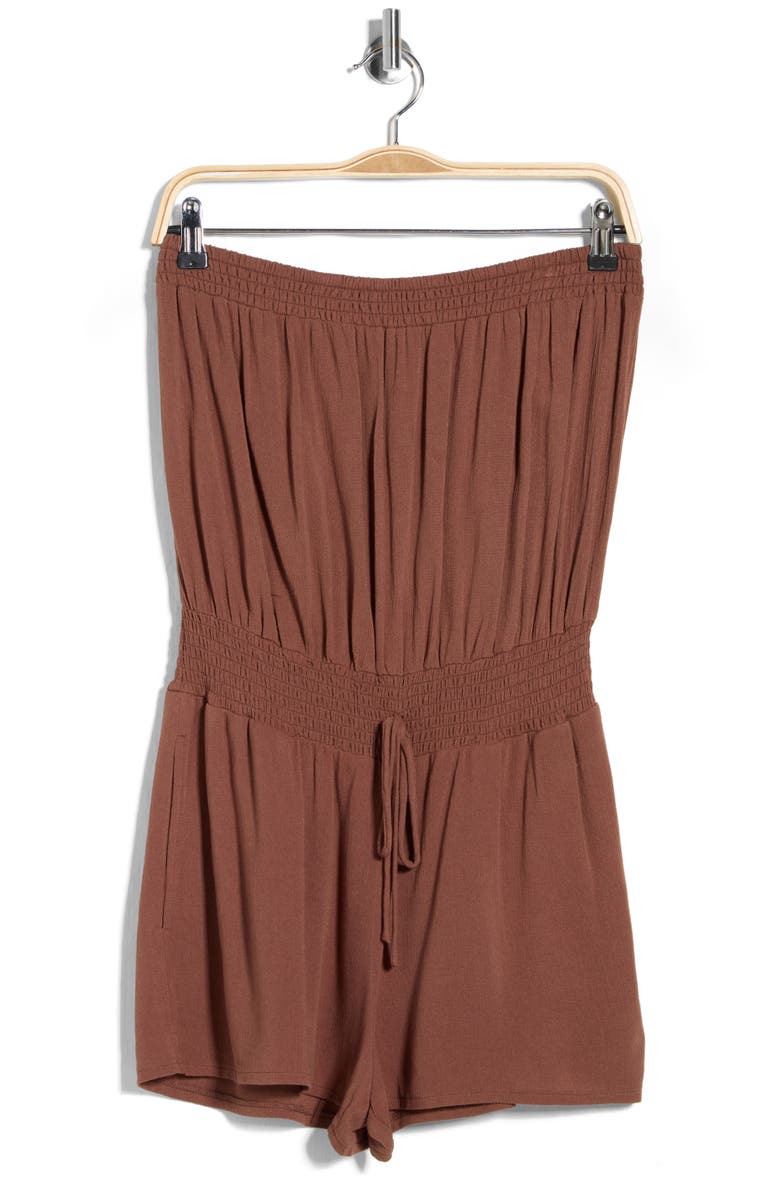 Elan Strapless Cover-Up Romper, Alternate, color, Chocolate