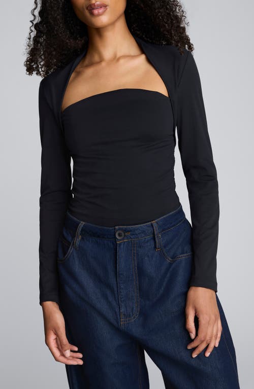 Kenneth Cole Long Sleeve Square Neck Knit Top In Black