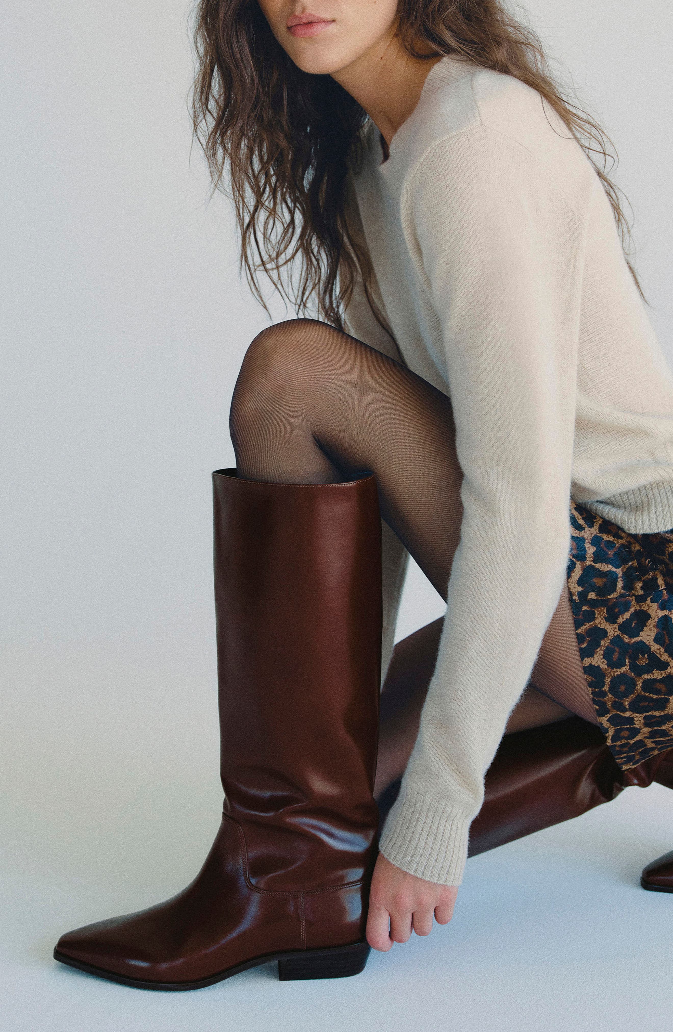 Dominique Knee High Boot, Alternate, color, SYRUP LEATHER