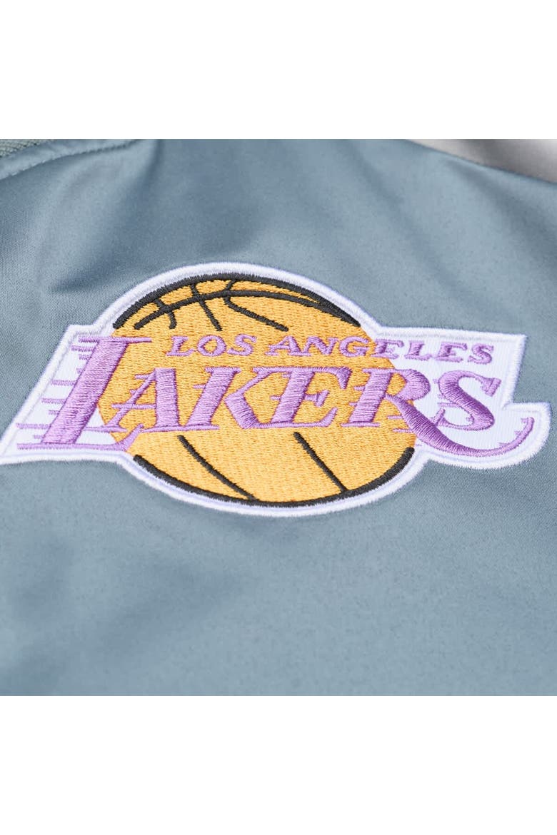 Men's Mitchell & Ness  Blue/Silver Los Angeles Lakers Thunderstorm Lightweight Satin Full-Snap Jacket, Alternate, color, Blue