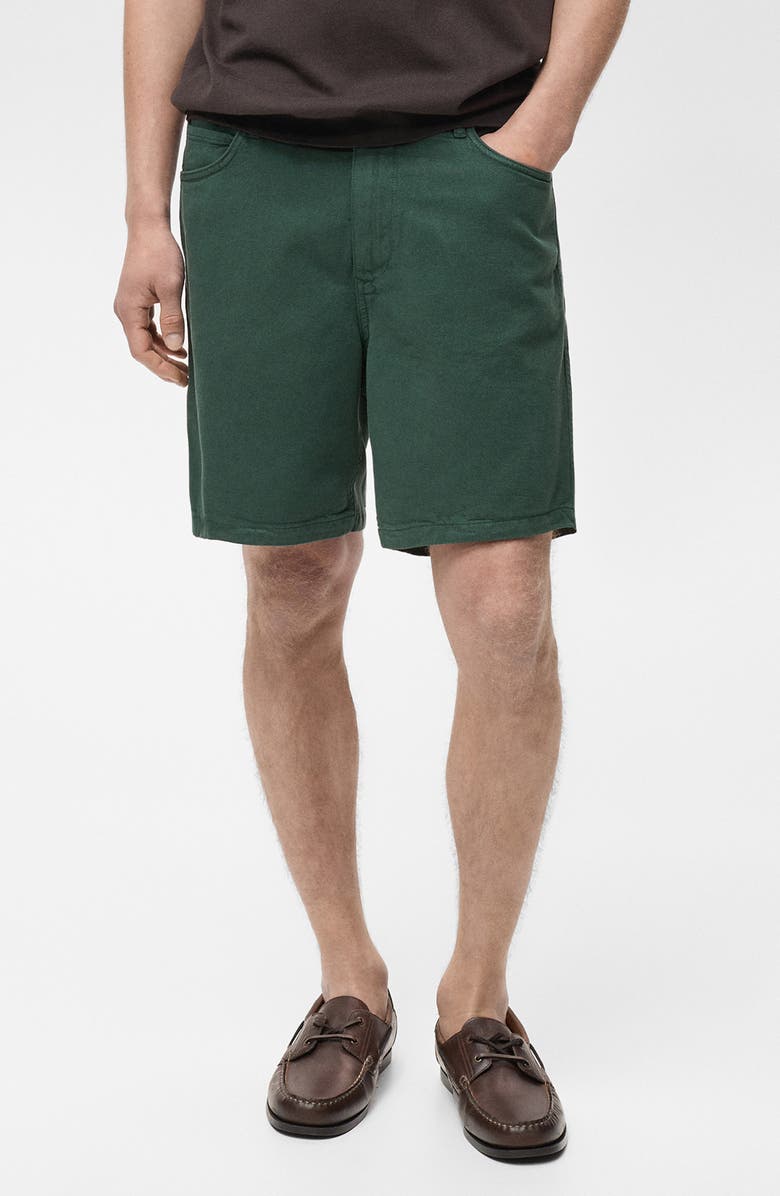 MANGO Drawstring Waist Denim Shorts, Alternate, color,