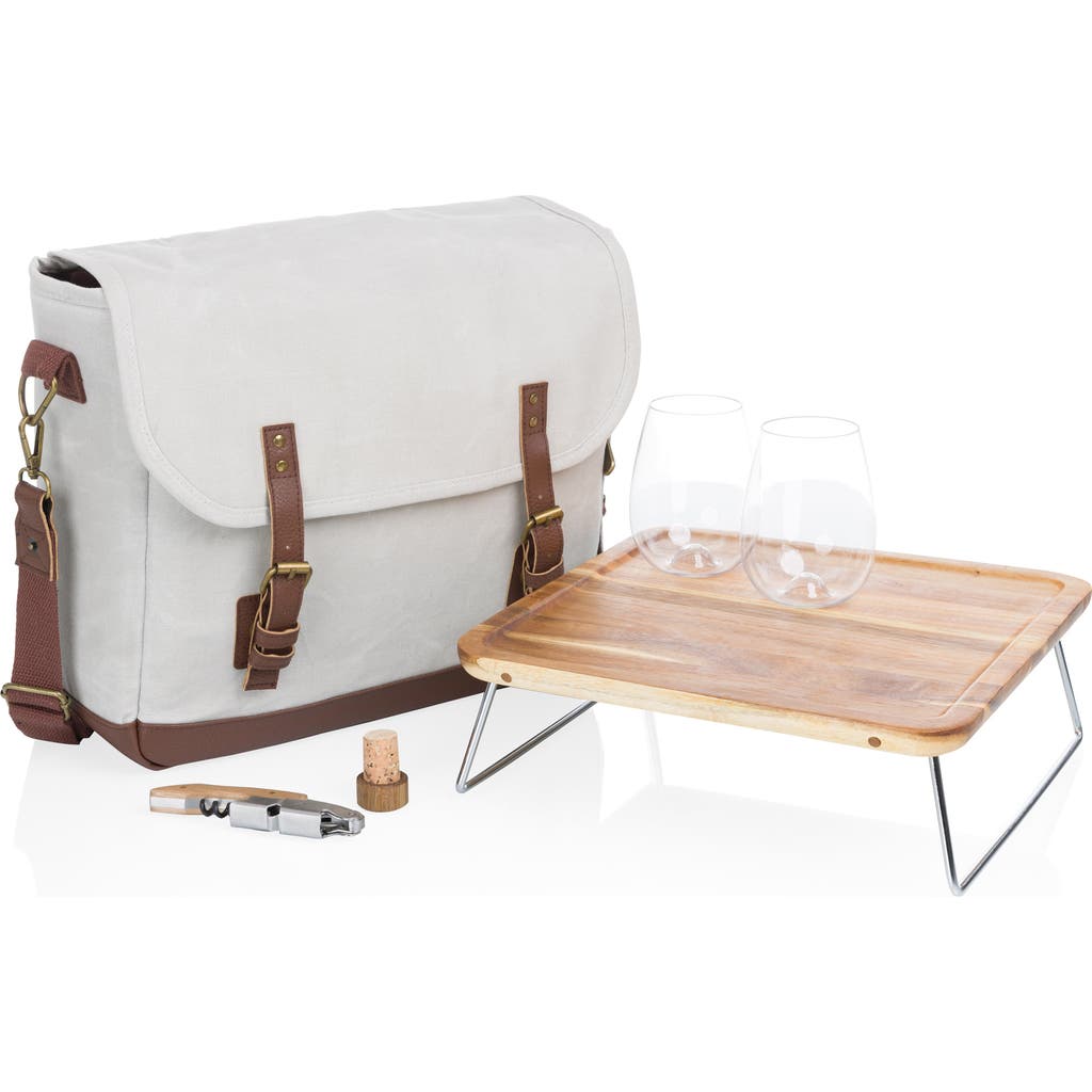 Picnic Time Adventure Wine Tote Bag & Accessories Set In White
