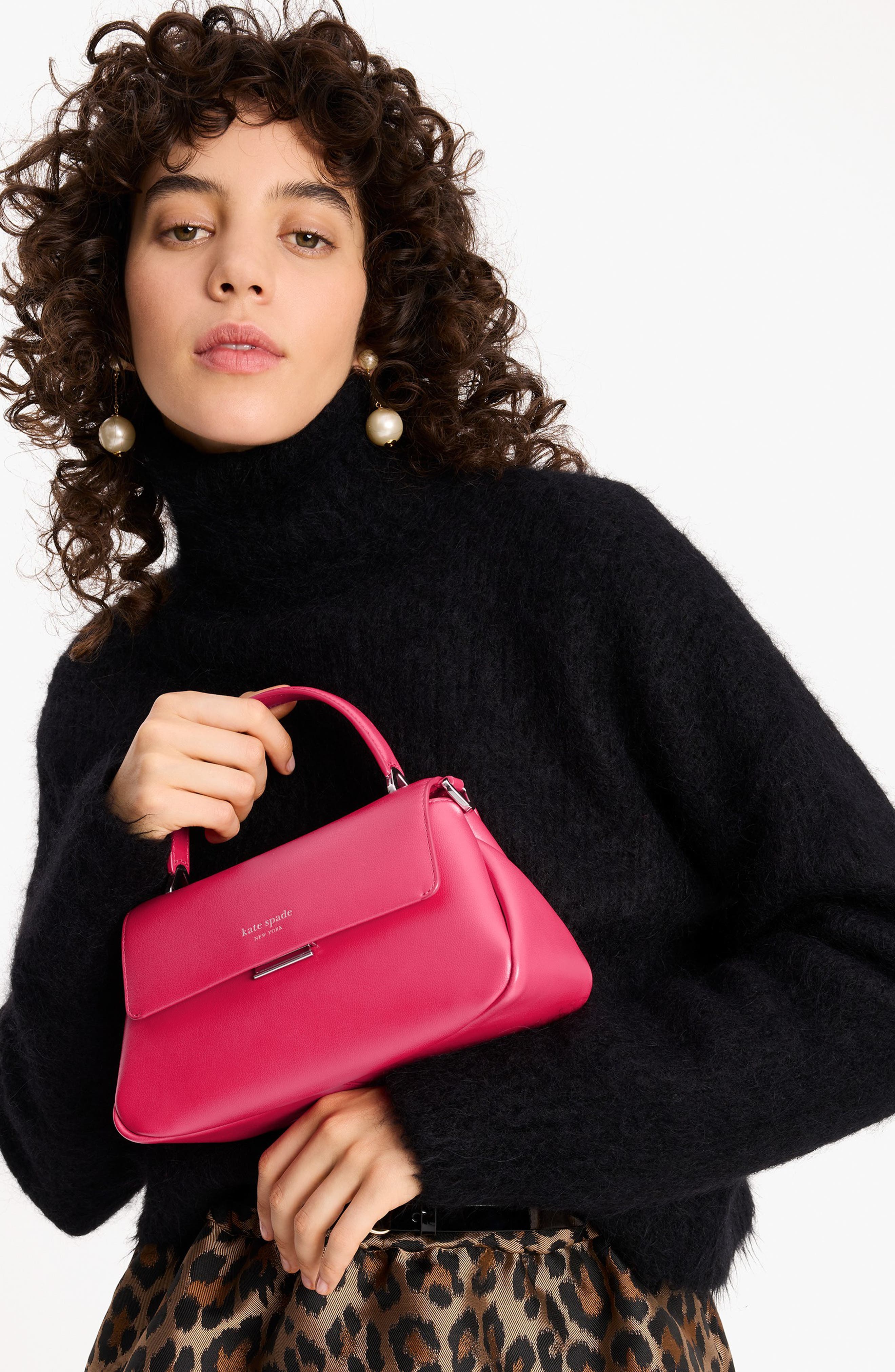 grace leather top handle bag, Alternate, color, ROSEHIP