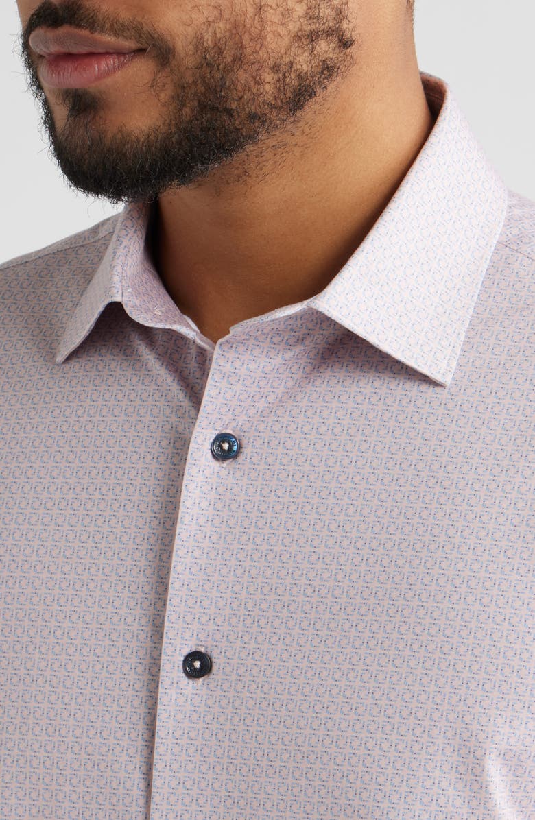 Bugatchi James OoohCotton<sup>®</sup> Geometric Print Button-Up Shirt, Alternate, color, Pink