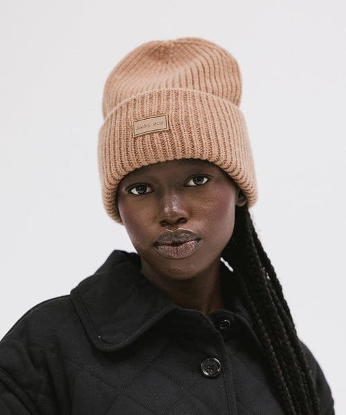 Gigi Pip Gigi Merino Wool Chunky Ribbed Beanie In Brown