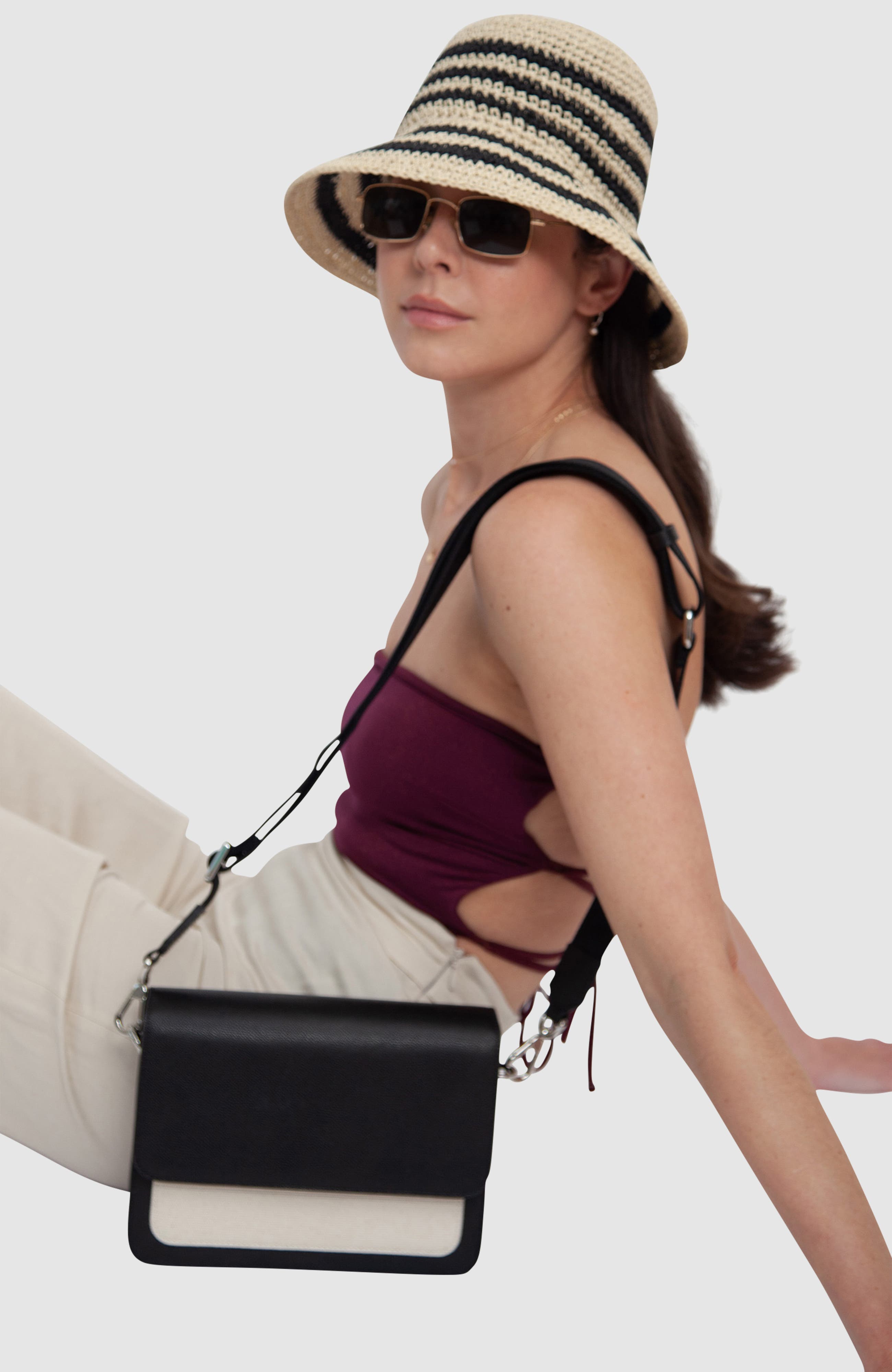 HYER GOODS Upcycled Leather and Canvas Convertible Crossbody Satchel, Alternate, color, 