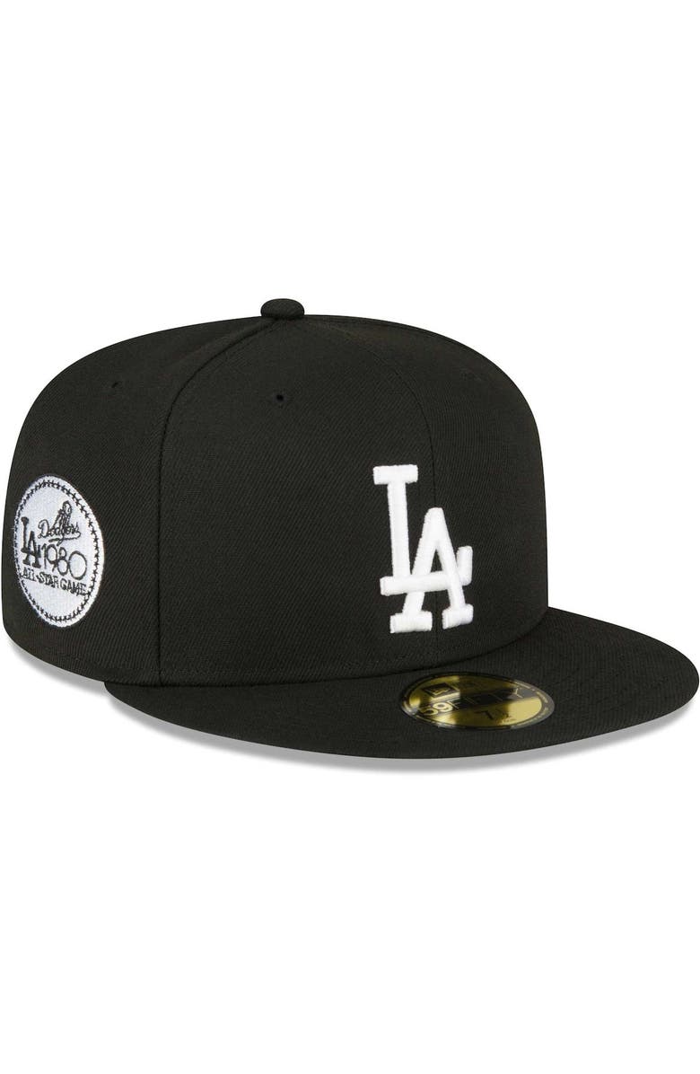 New Era Men's New Era Black Los Angeles Dodgers Sidepatch 59FIFTY Fitted Hat, Alternate, color, 
