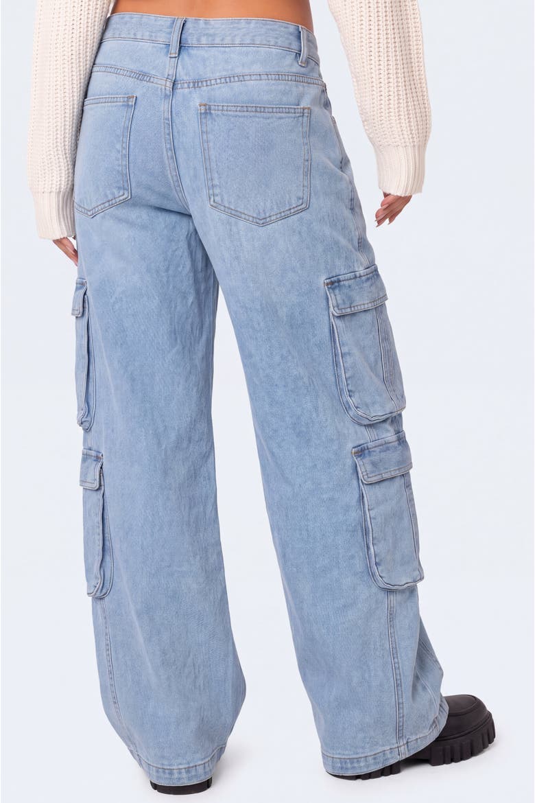 High Waist Wide Leg Cargo Jeans, Alternate, color, Light Wash
