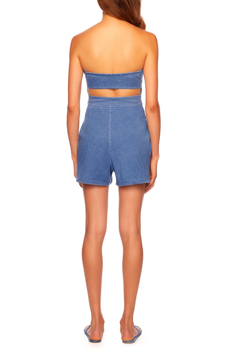 Susana Monaco Strapless Stretch Denim Romper, Alternate, color,