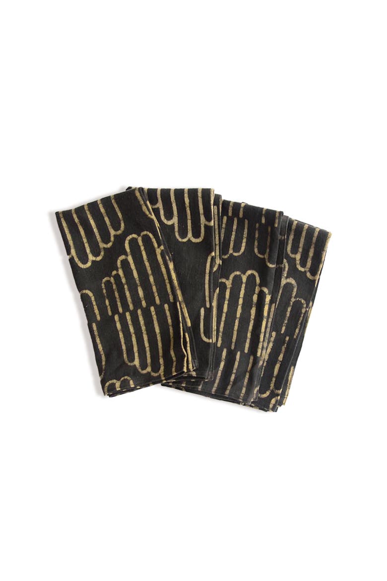 Handcrafted Cotton Table Napkins, Main, color, Black