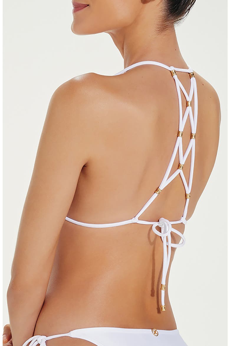 Lucy Strappy Triangle Bikini Top, Alternate, color, WHITE