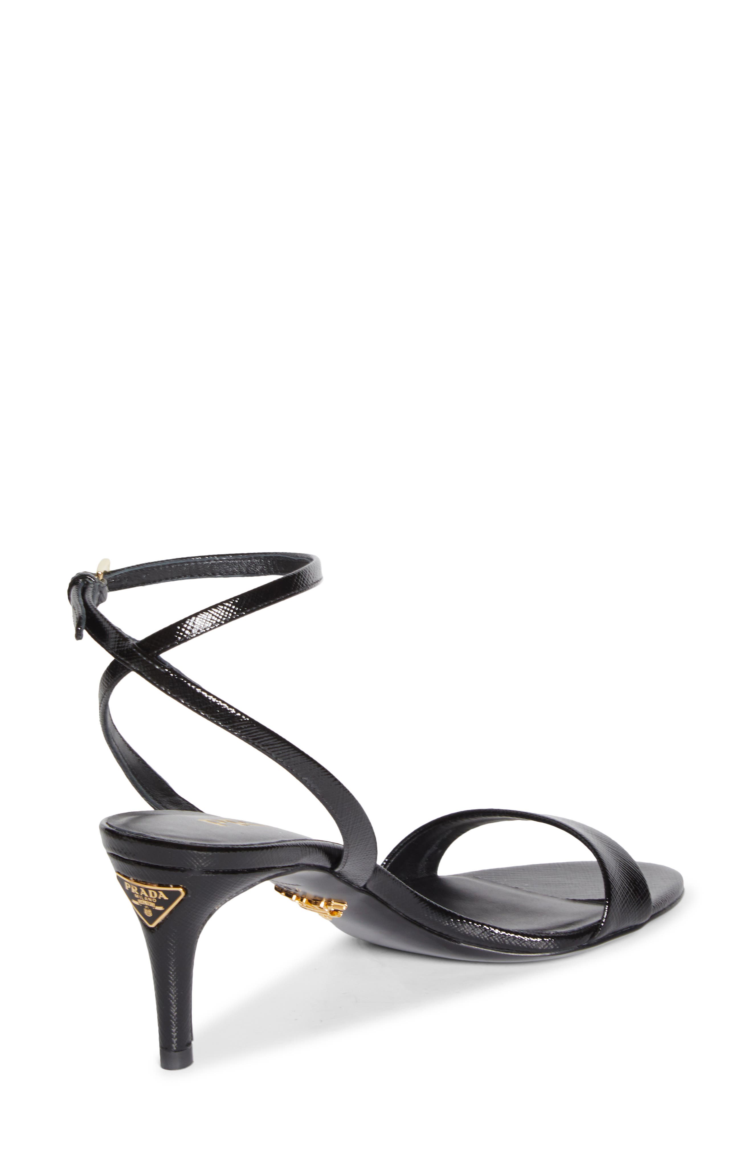 Saffiano Leather Ankle Strap Sandal, Alternate, color, NERO