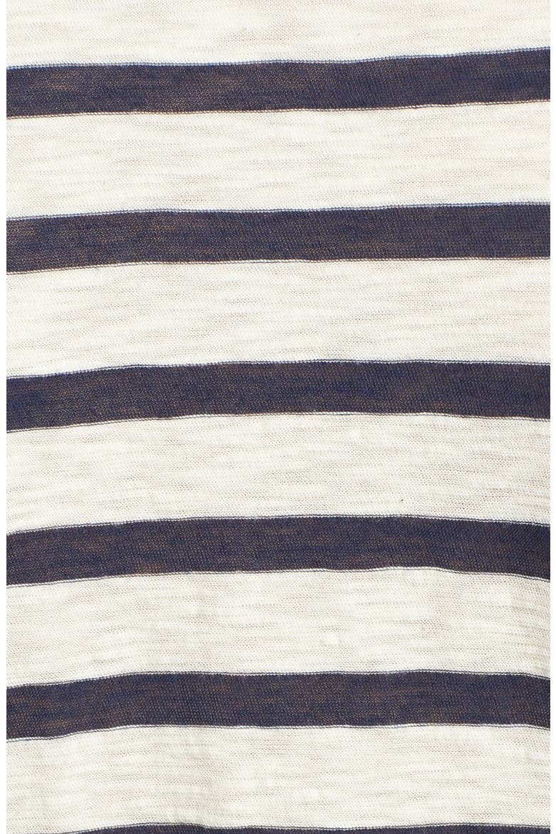 Deep V-Neck Stripe Pocket Tee, Alternate, color, NATURAL/ NAVY