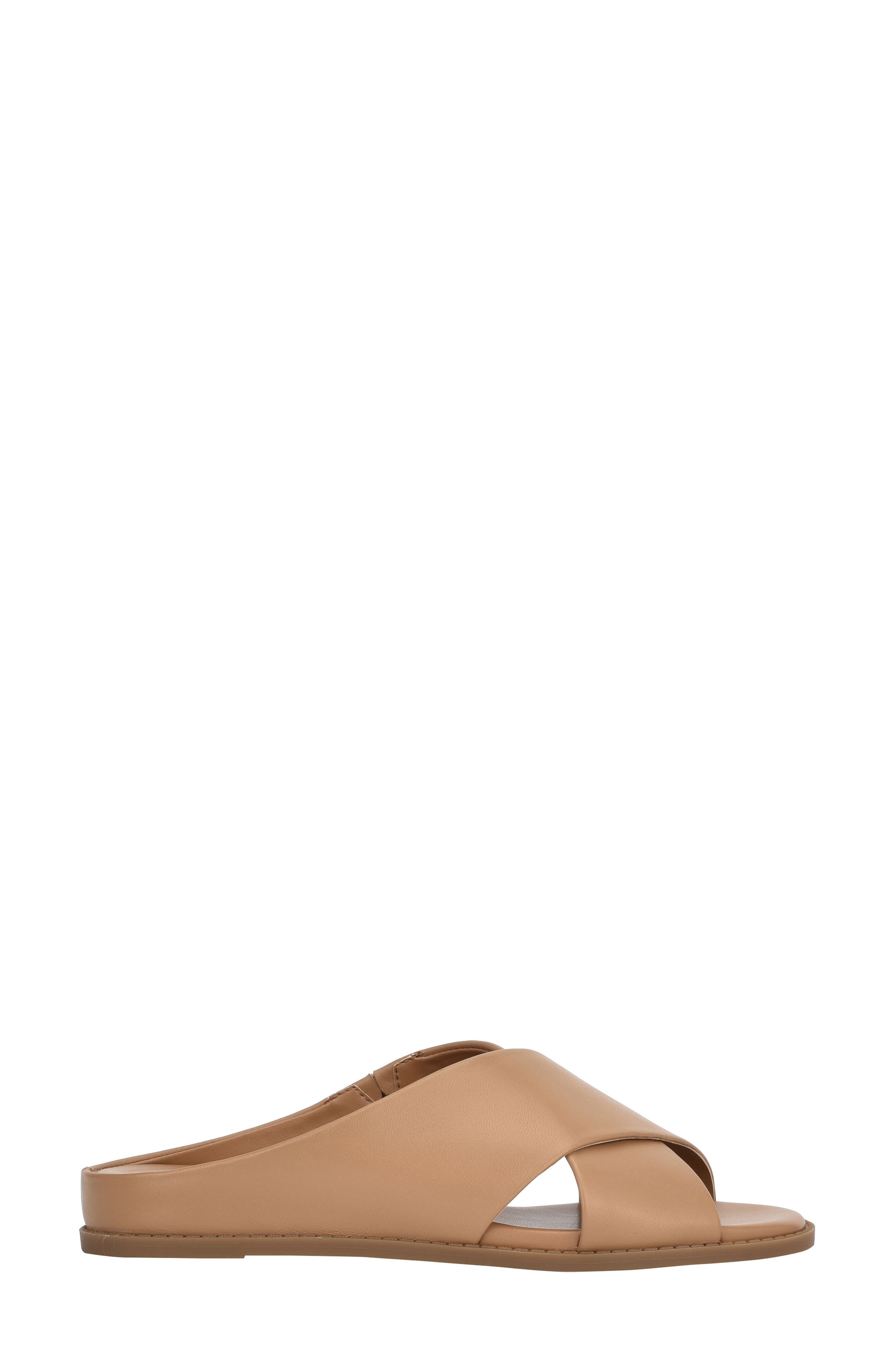Odyssa Slide Sandal, Alternate, color, DARK NATURAL LEATHER
