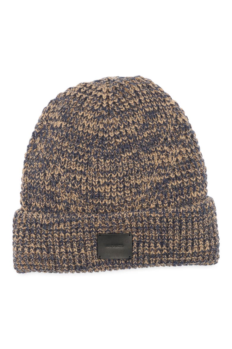 AllSaints Angled Stitch Marled Beanie AllSaints Angled Stitch Marled Beanie Hat Khaki Logo Unisex  main image 2