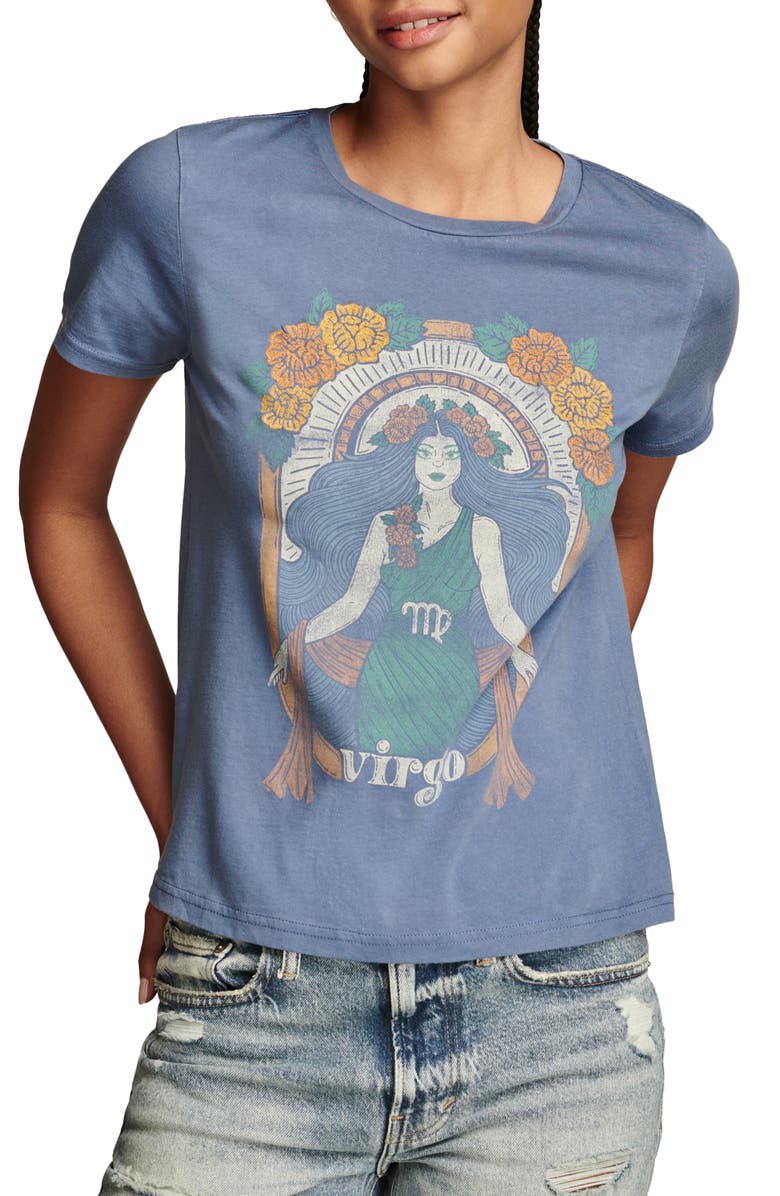 Lucky Brand Virgo Embroidered Cotton Graphic T-Shirt, Main, color, 