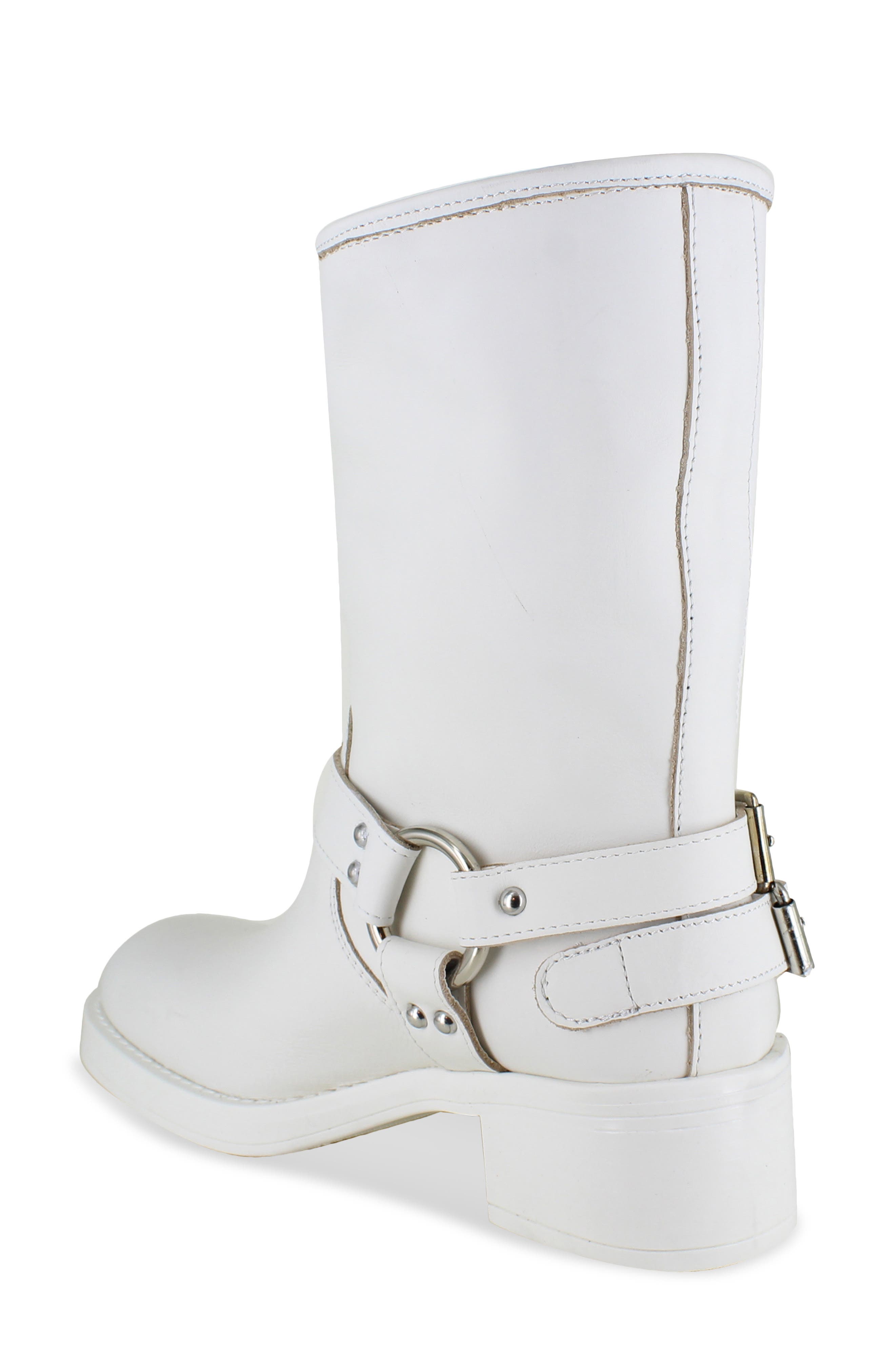 ZIGI Marce Moto Bootie, Alternate, color, Off White Leather