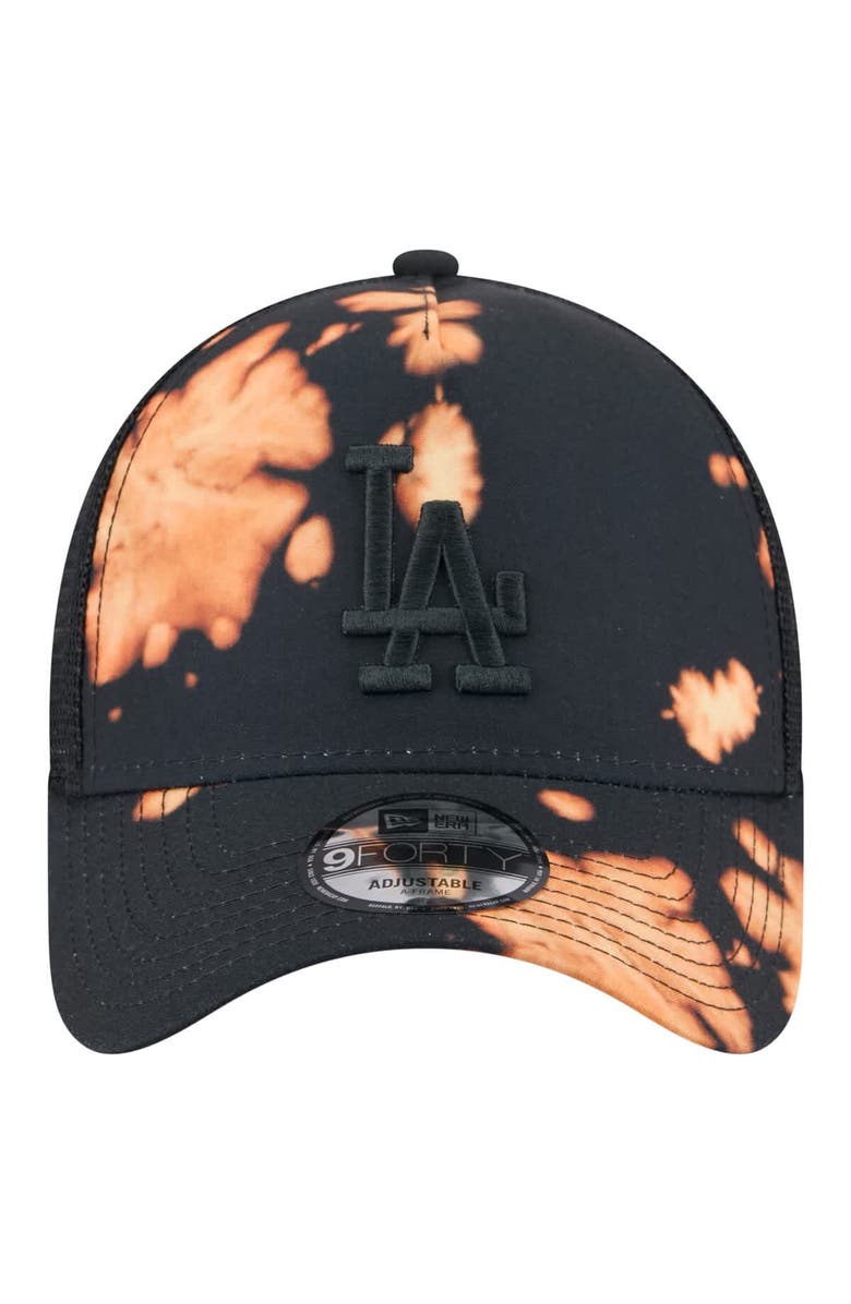 New Era Men's New Era Black Los Angeles Dodgers Bleached A-Frame 9FORTY Adjustable Hat, Alternate, color, Black