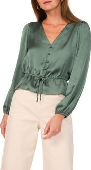1.STATE Satin Peplum Top