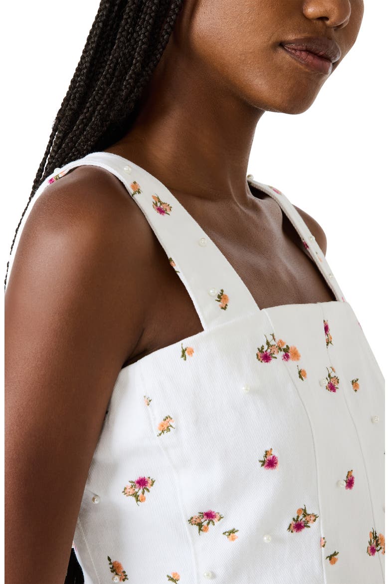 Fiorella Ditsy Floral Embellished Peplum Top, Alternate, color, ANTIQUE