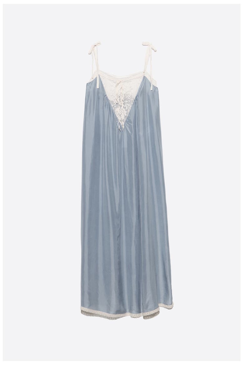 Silk Lace Strap Maxi Dress, Alternate, color, LIGHT BLUE