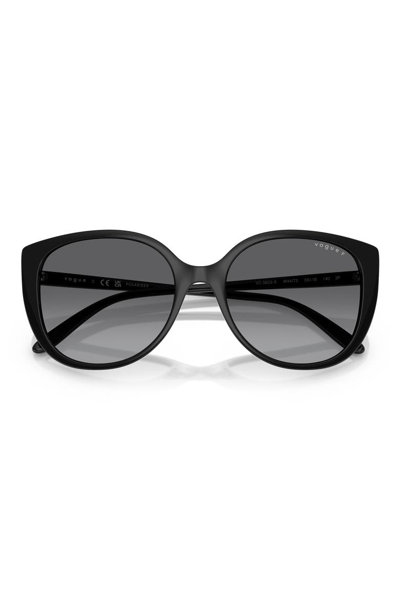 55mm Polarized Butterfly Sunglasses, Alternate, color, BLACK