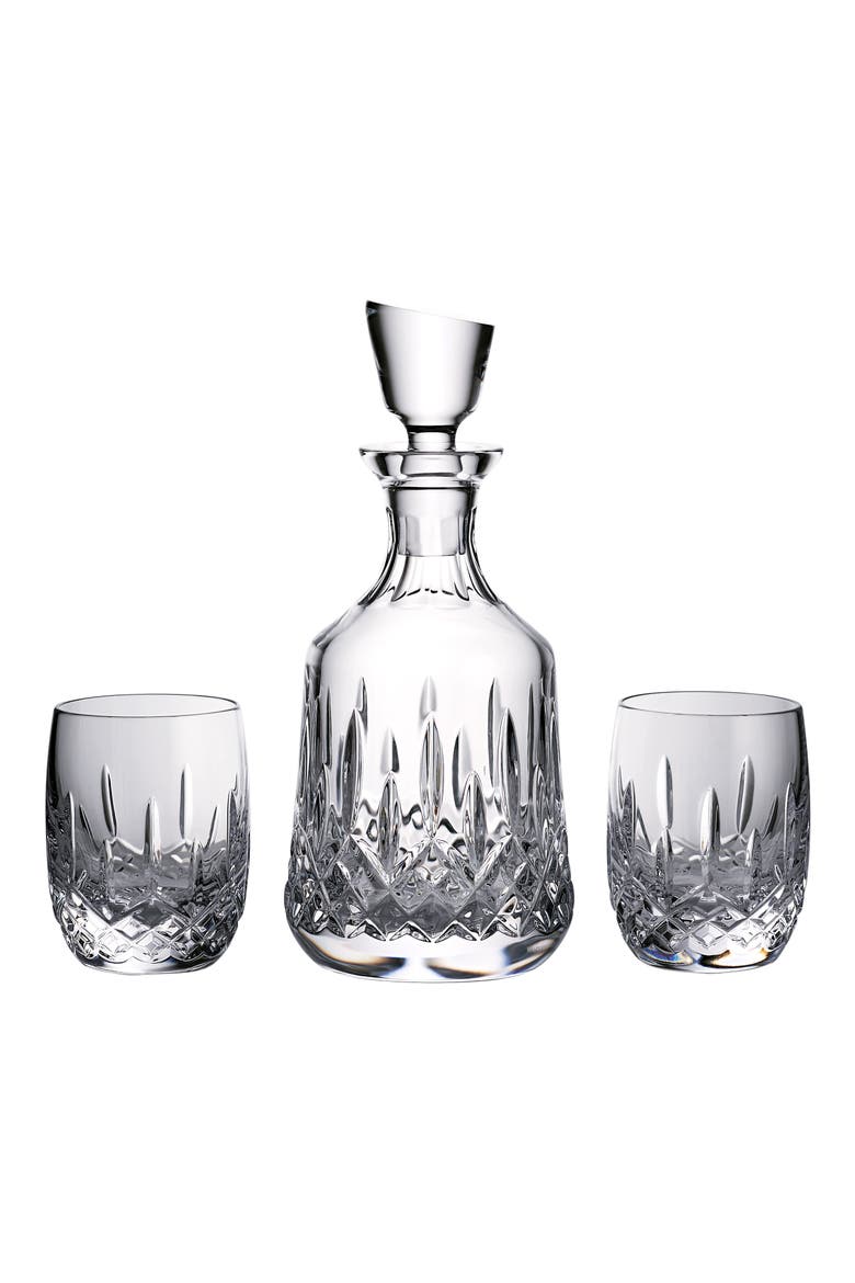 Lismore Lead Crystal Decanter & Double Old Fashioned Glasses 3-Piece Set, Main, color, NO COLOR