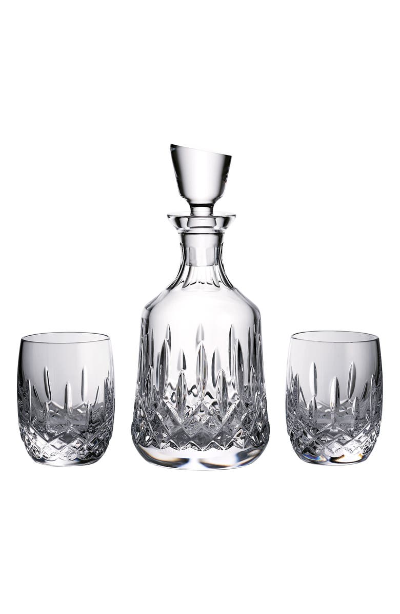 Waterford Lismore Lead Crystal Decanter & Double Old Fashioned Glasses 3-Piece Set, Main, color, 