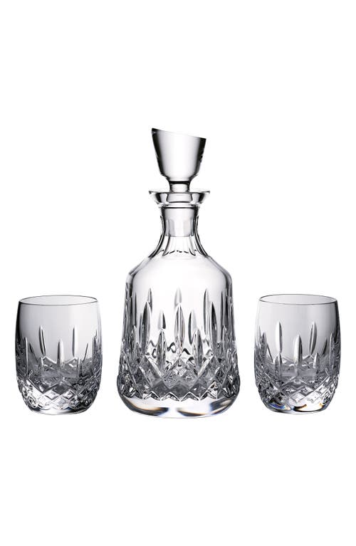 Waterford Lismore Lead Crystal Decanter & Double Old Fashioned Glasses 3-piece Set In Transparent