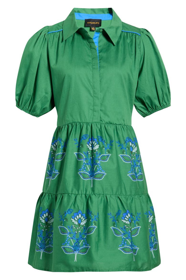 Meridy Floral Burie Tiered Minidress, Alternate, color, KELLY BLUE MULTI