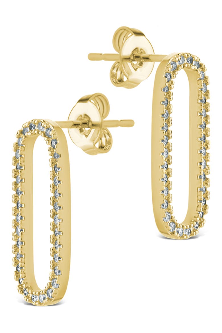 Esperanza Cubic Zirconia Oval Earrings, Alternate, color, GOLD