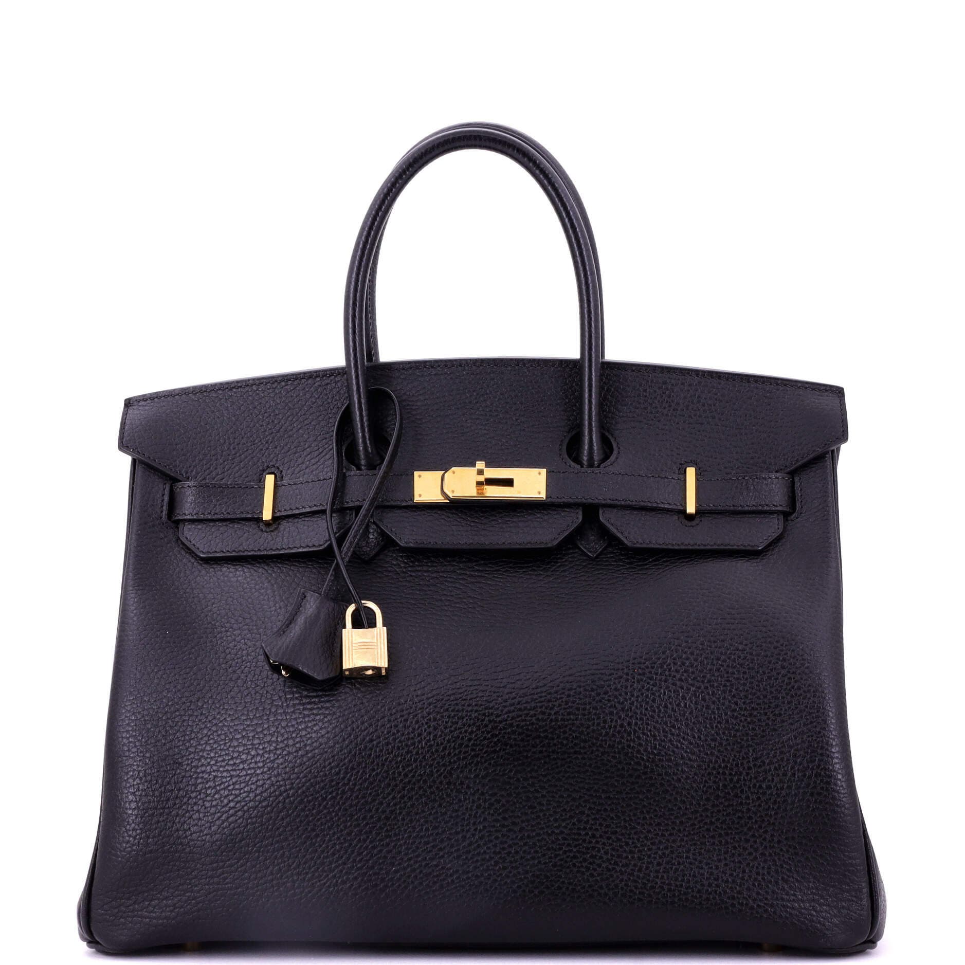 Pre-Owned Hermes Birkin Handbag Black Ardennes with Gold Hardware 35, Main, color, 