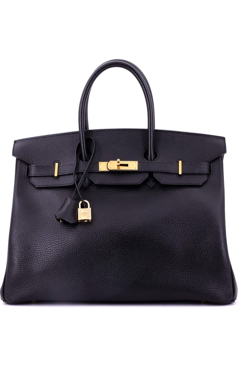 Pre-Owned Hermes Birkin Handbag Black Ardennes with Gold Hardware 35, Main, color, Noir