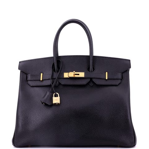 Birkin Handbag Black Ardennes with Gold Hardware 35