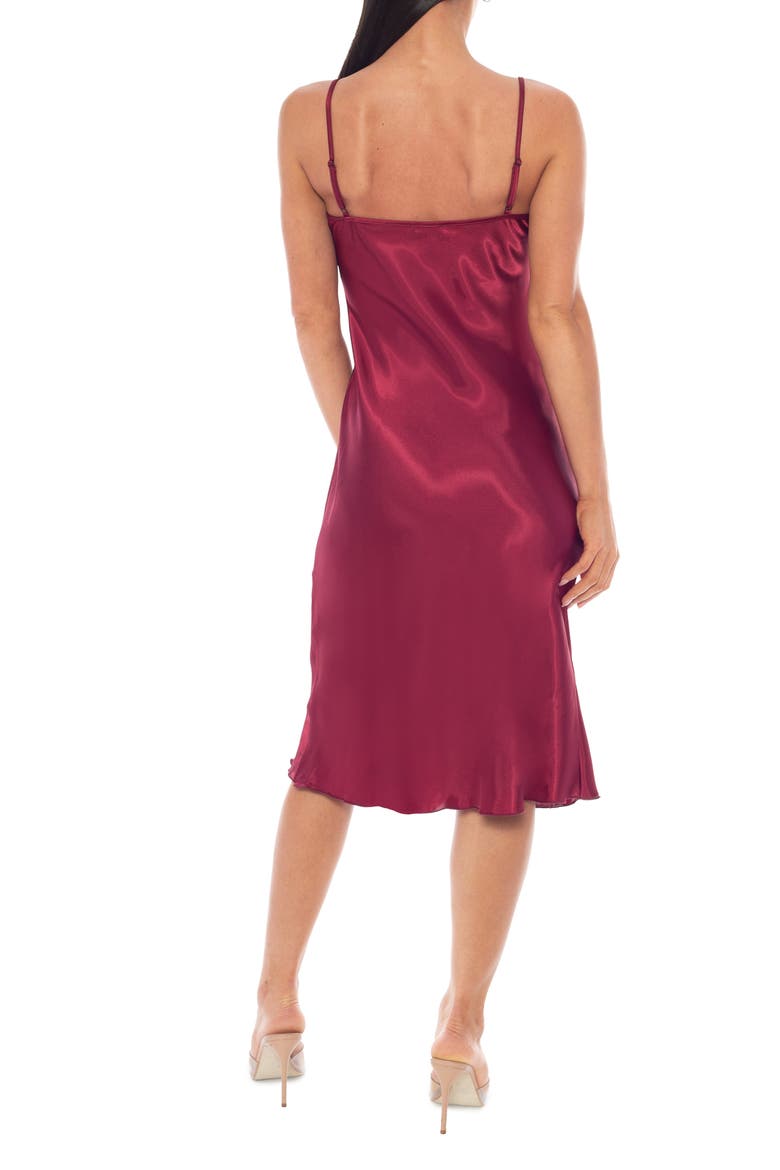 Cowl Neck Satin Midi Slipdress, Alternate, color, WINE