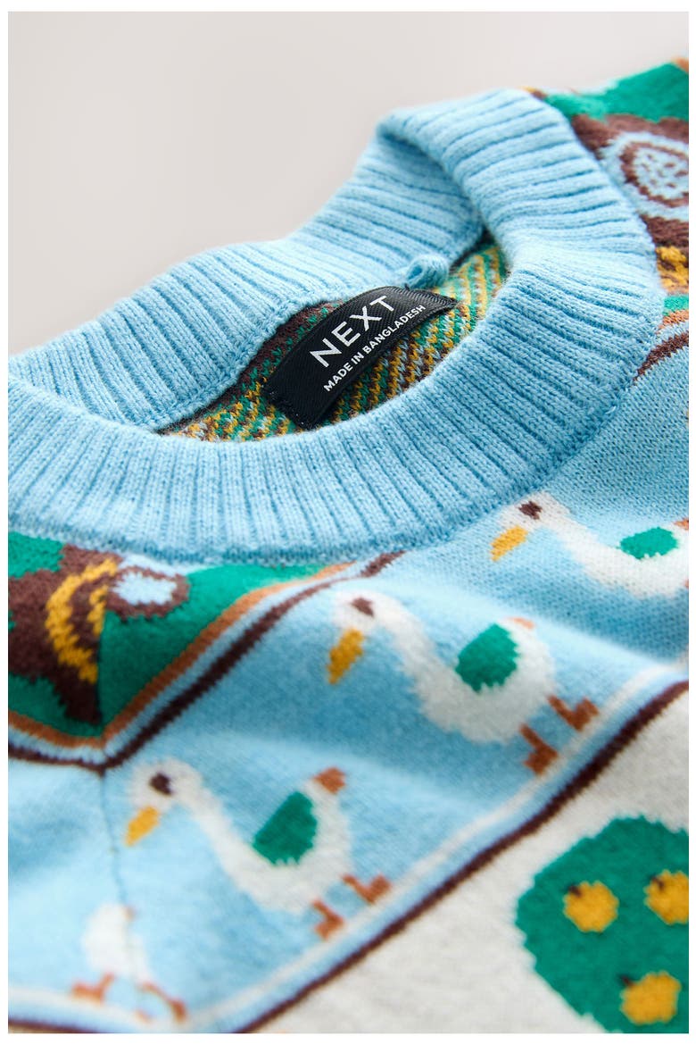 Kids' Farm Fair Isle Sweater, Alternate, color, BLUE