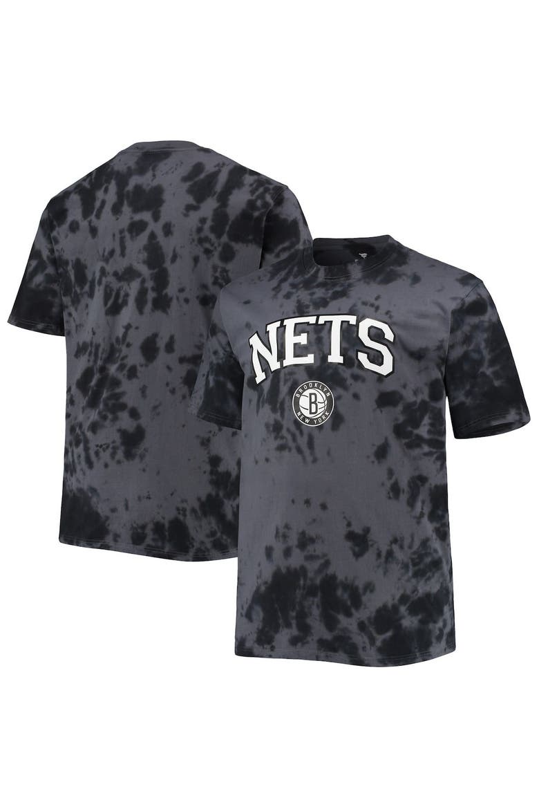 Men's Black Brooklyn Nets Big & Tall Marble Dye Tonal Performance T-Shirt, Main, color, Black