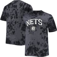 PROFILE Men's Black Brooklyn Nets Big & Tall Marble Dye Tonal Performance T-Shirt