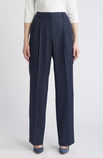 BOSS Taleco Pleated Wide Leg Trousers in Open Bu at Nordstrom Rack, Size 0