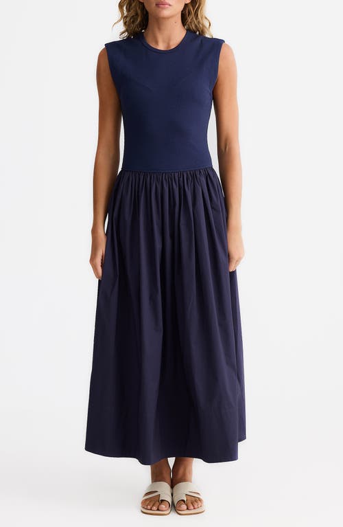 Brave + True Brave+true Daphne Sleeveless Mixed Media Dress In Blue
